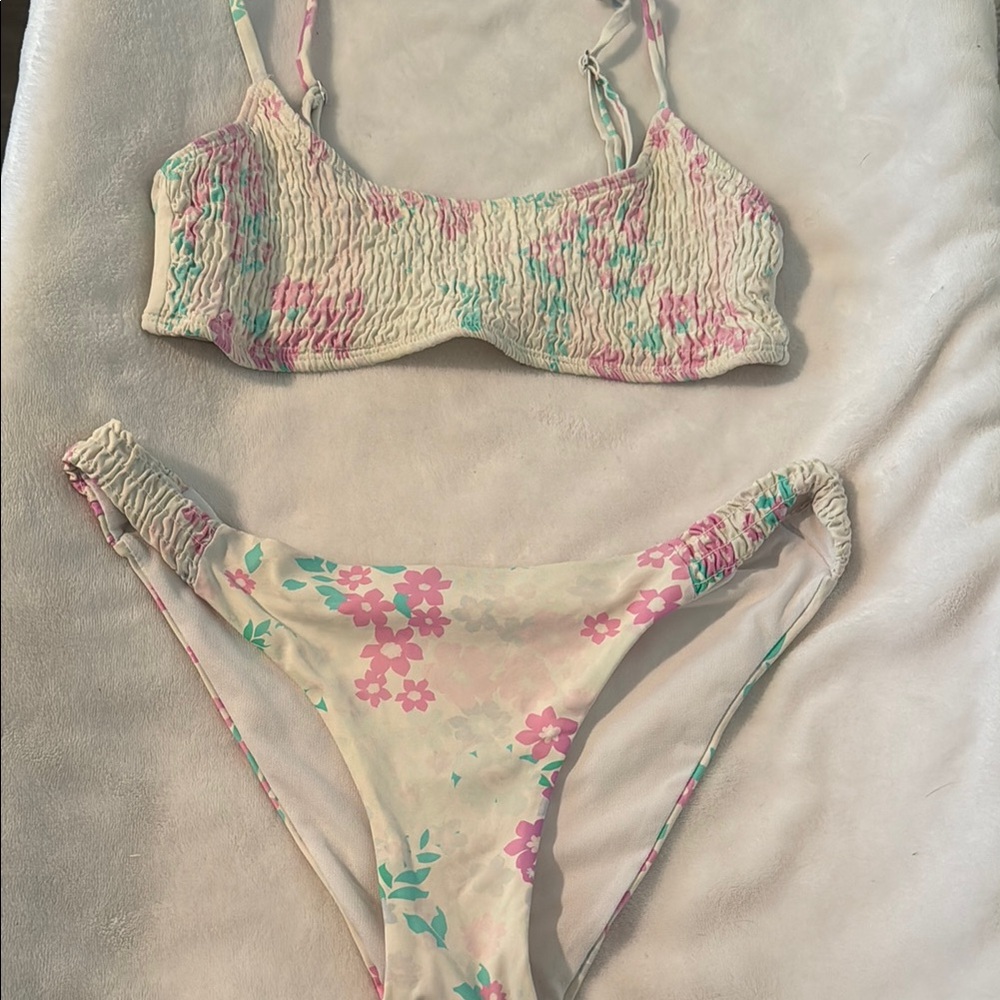 Ardene Floral Bikini - Pink and Green